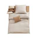 Bettwäsche Garnitur - Classic Serie 135 x 200 / 80 x 80 Streifen / weiße Rückseite beige
